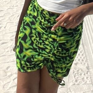 Vibrant Green and Black Women's Skirt